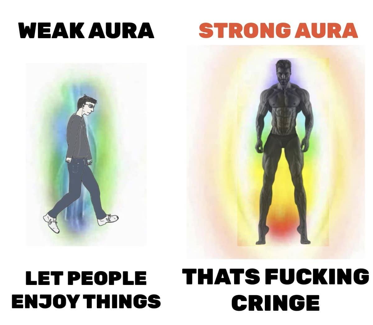 gigachad, aura, beard, black eyes, black hair, buff, closed mouth, english text, front view, frown