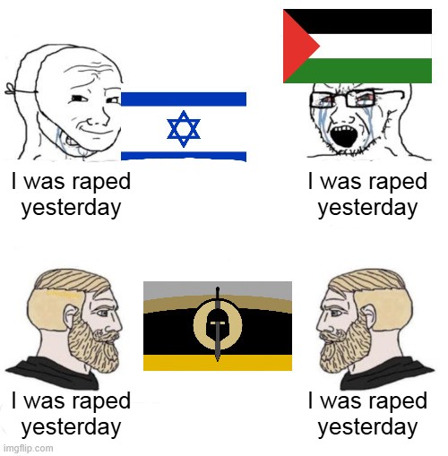 wojak, yes chad, soyak, soyak (crying), i was raped yesterday, 1soyjak, beard, crying, english text, hair