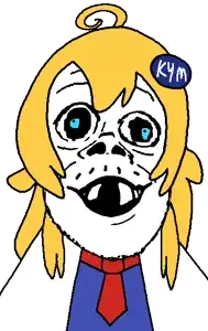 a24 slowburn soyjak, jacobson, baby, blonde hair, blue eyes, clothes, deformed, hair, knowyourmeme, necktie