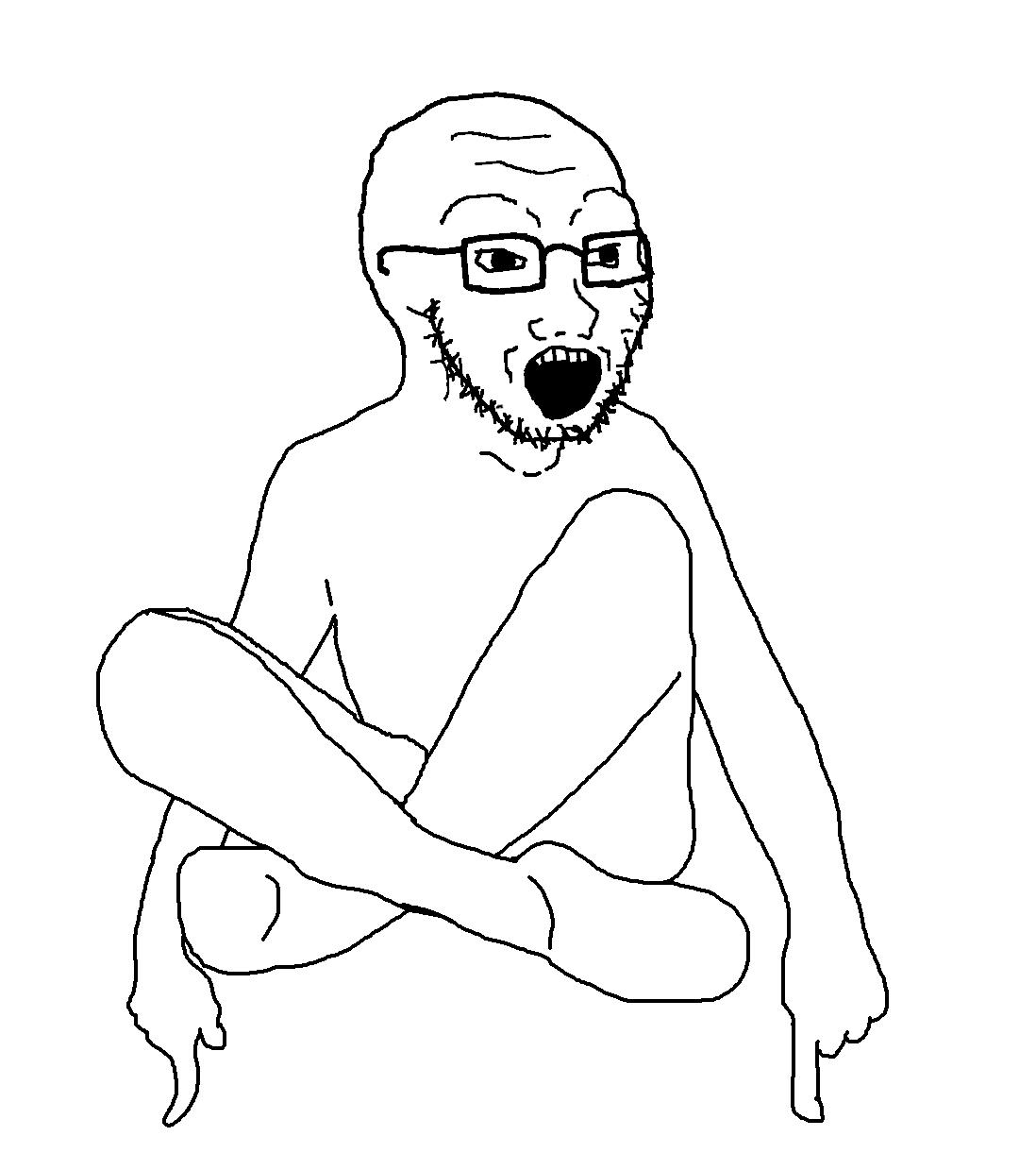soyak, 1soyjak, ankles, bald, black eyes, finger, forehead lines, front view, full body, geordie greep
