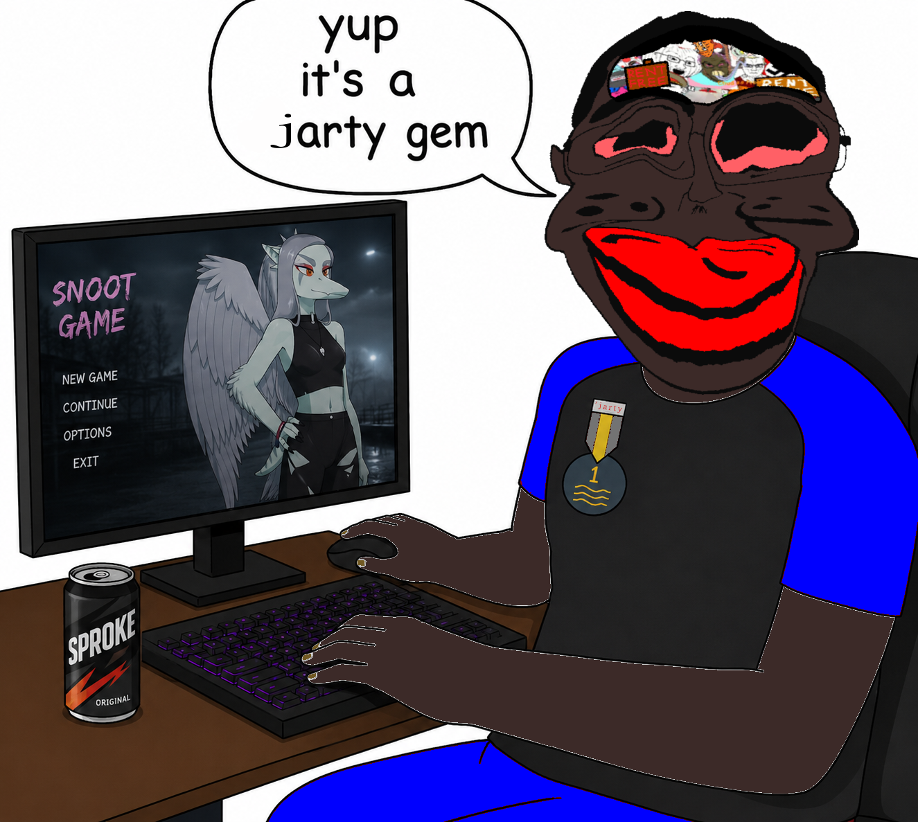 Jake playing his favorite goonslop troonslop furry brimstone vantablack antimatter coal game