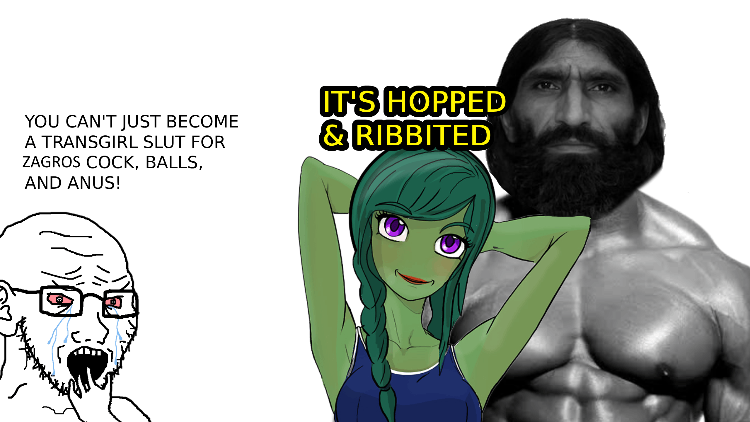 pepe, soyak, 1soyjak, amphibian, animal, black skin, braids, buff, bvll, crying