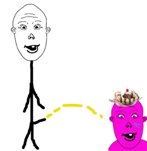 vlodson, 2soyjaks, bald, banana, banana split ice cream, ear, food, front view, fruit, hair