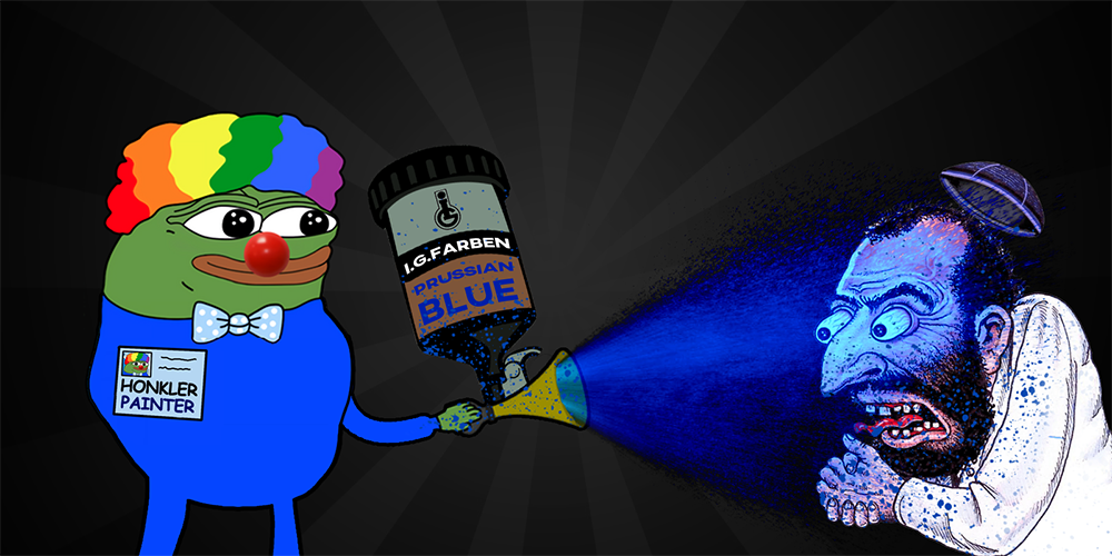 happy merchant, honkler, pepe, balding, beard, blue, blue pants, blue the jew, bowtie, closed mouth