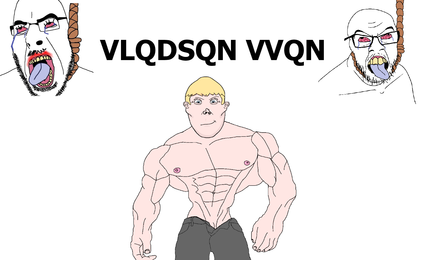 cobson, feraljak, vlodson, vlodaryan, 3soyjaks, blonde hair, blue eyes, buff, closed mouth, cobson will never be a gem
