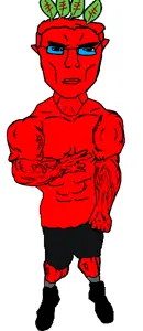 chudjak, unbotheredchud, admin, beetroot, buff, chud, closed mouth, clothes, food, full body