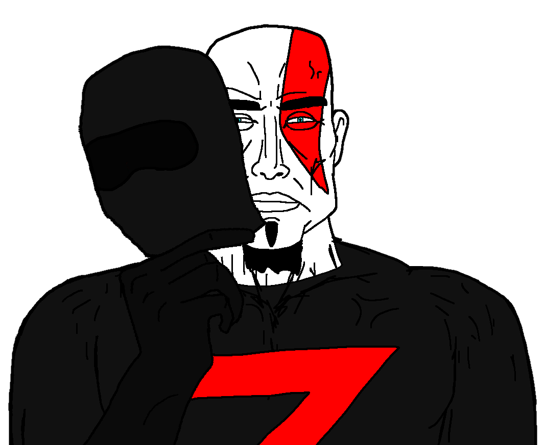 kratos, chudjak, perceptive chud, perceptive chud front, 1soyjak, bald, blue eyes, buff, chin beard, closed mouth
