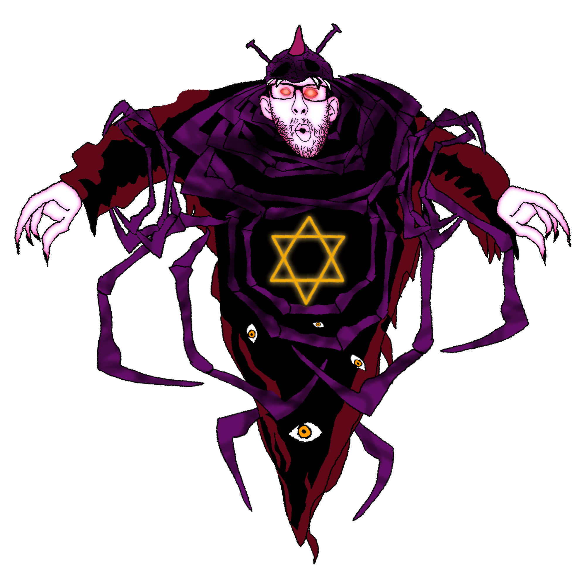 nojak, 1soyjak, bald, beard, demon, front view, full body, jaquio, jaquio (ninja gaiden), jewish star