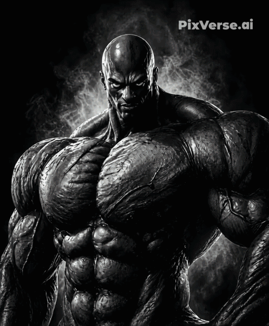 gigachad, animal, animated, aryan beast bomb, bald, black skin, buff, caveman, chad, epic