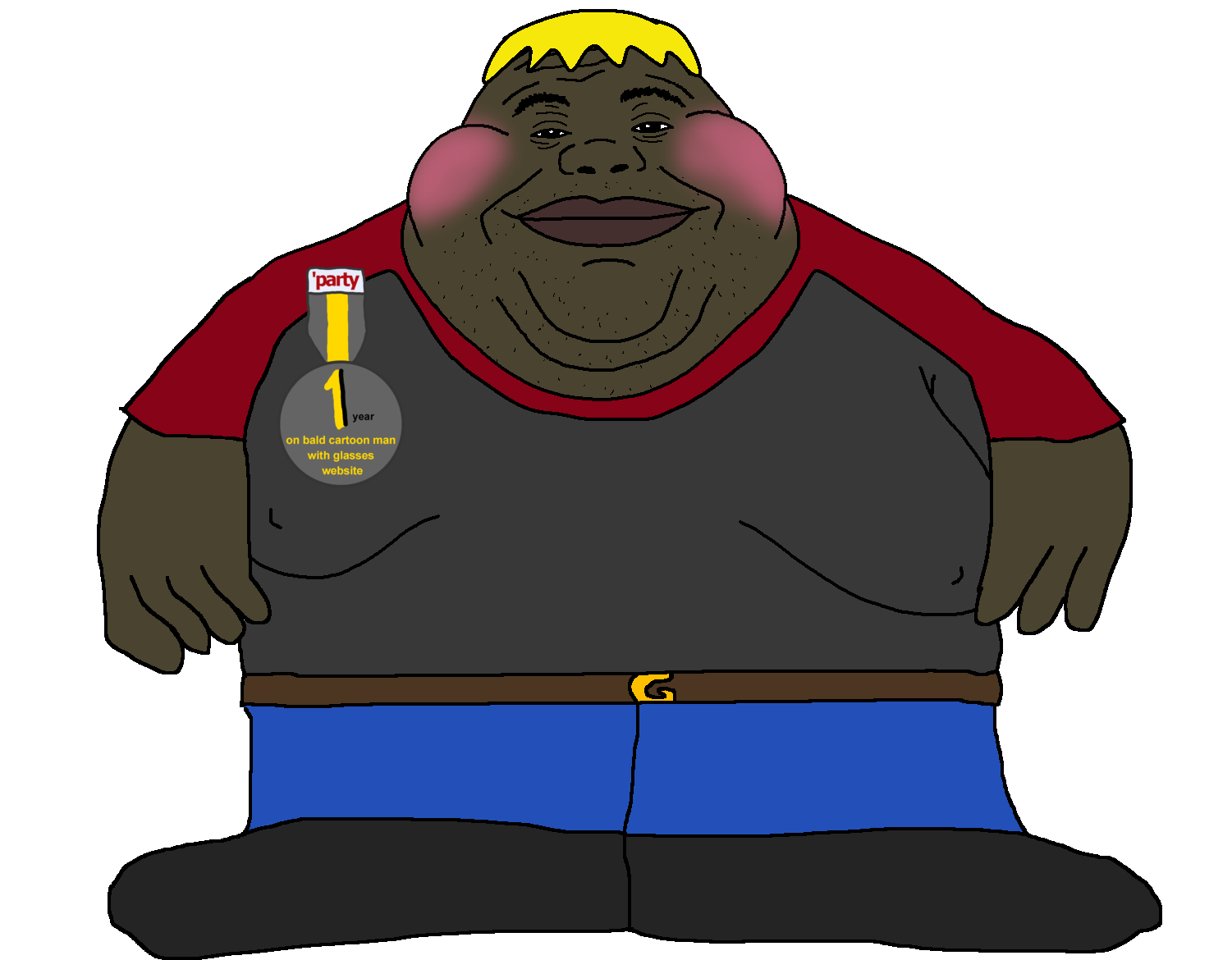 hunky, alicia, fat alicia, hunky twink sex machine, hunky twink sex machine, 1 year on bald men with glasses website, 1soyjak, award, badge, belt