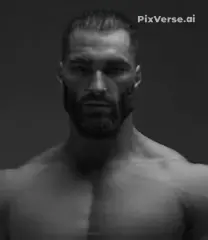 gigachad, animated, buff, looking at you, muscles, spinning, video