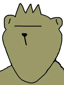 impish soyak ears, impish meowjak, bald, bear, black eyes, brown skin, closed eyes, closed mouth, fat, no beard