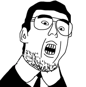 unknown, clothes, film, jack, movie, neckbeard, open mouth, psycho, soyjak, suit