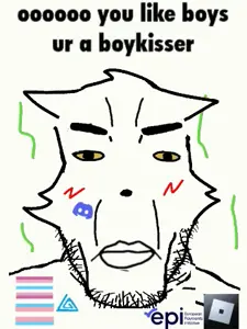 boykisser, chudjak, markiplier soyjak, chudplier, esl pedo league, 1soyjak, animated, blush, boylover symbol, caption