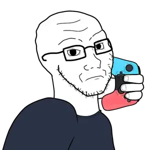 soyak, angry, arm, closed mouth, clothes, frown, game controller, glasses, hands, holding game controller