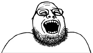 gorjak, unknown, bald, closed eyes, fat, glasses, laughing, open mouth, portrait, soyjak