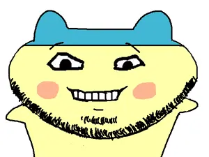 mameson, 1soyjak, black eyes, closed mouth, confused, front view, half body, looking at you, mametchi, no glasses