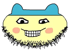 mameson, 1soyjak, black eyes, closed mouth, front view, head, looking at you, mametchi, no glasses, open eyes