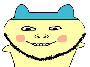 mameson, 1soyjak, black eyes, closed mouth, front view, half body, looking at you, mametchi, no glasses, open eyes