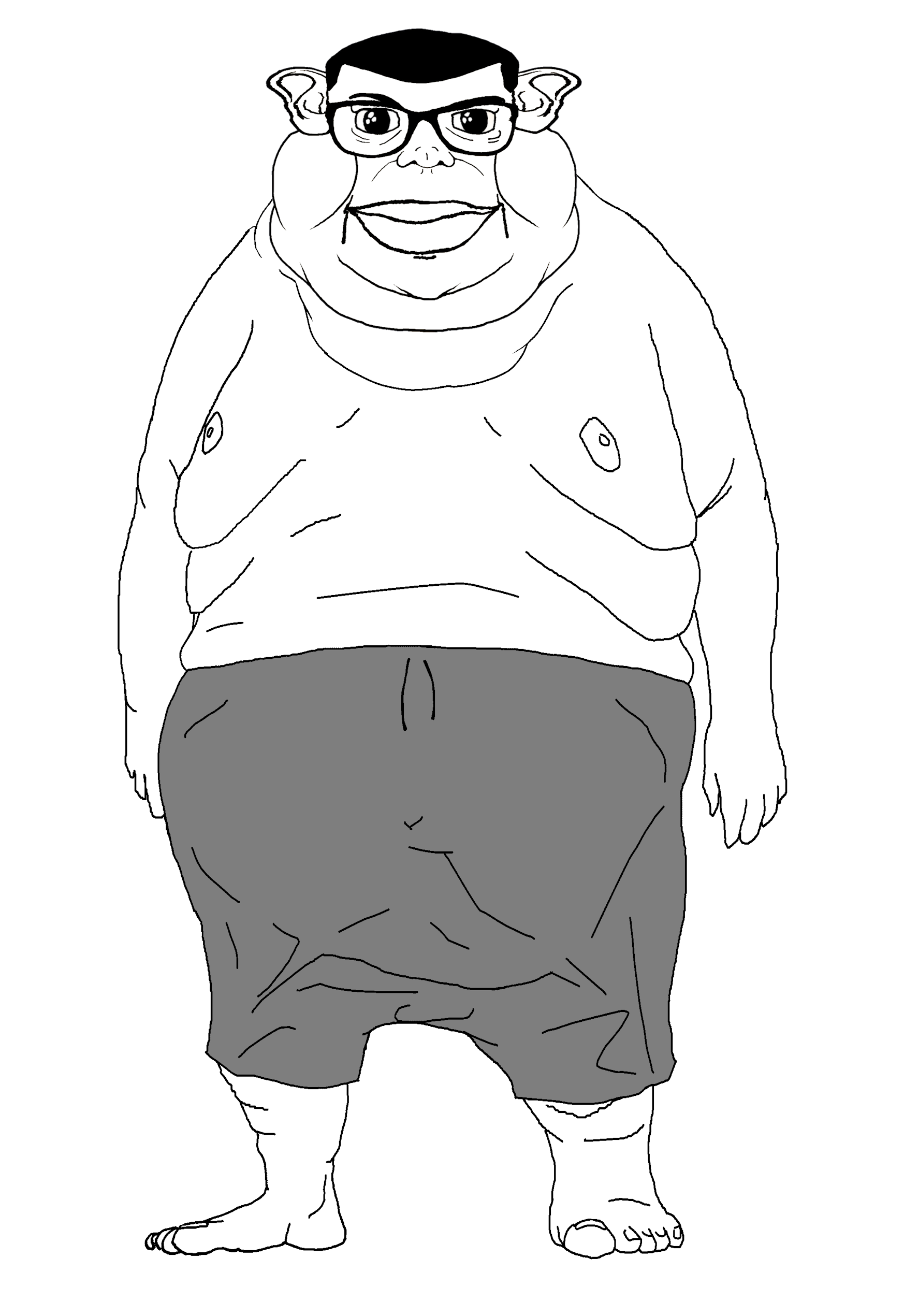 brandon, beast, branigger, endmutt, morbidmutt, 1soyjak, black eyes, black hair, branigger, closed mouth