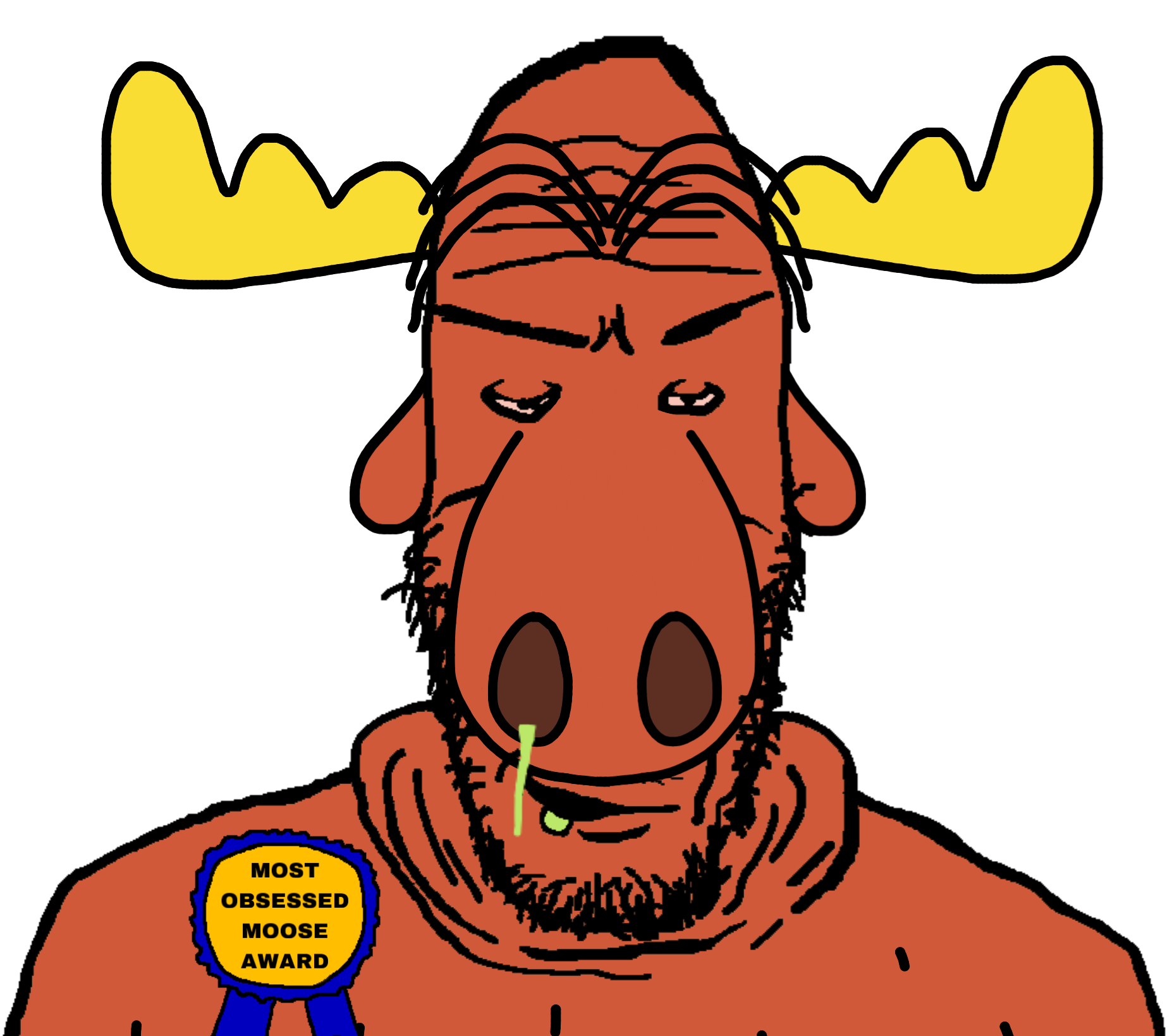 bullwinkle j. moose, markiplier soyjak, euromutt, euromutt, 1soyjak, animal, antler, award, bloodshot eyes, booger