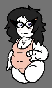 homdogger, soytan, bbw, beanie, black hair, blush, clothes, fat, female, glasses
