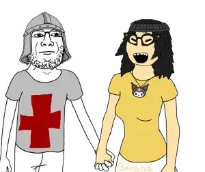 239315 - soybooru.com - 2soyjaks arm black_hair breasts bulge chudjak closed_mouth clothes dick eyebrows eyelashes female femjak foidjaks glasses hair hand holding_hand not_oc open_eyes pants shirt smile soyak soygirl tra.png