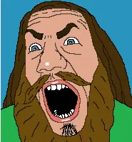 cobson, angry, beard, brown hair, hair, jimmy davis, mustache, open mouth, soyjak, youtube