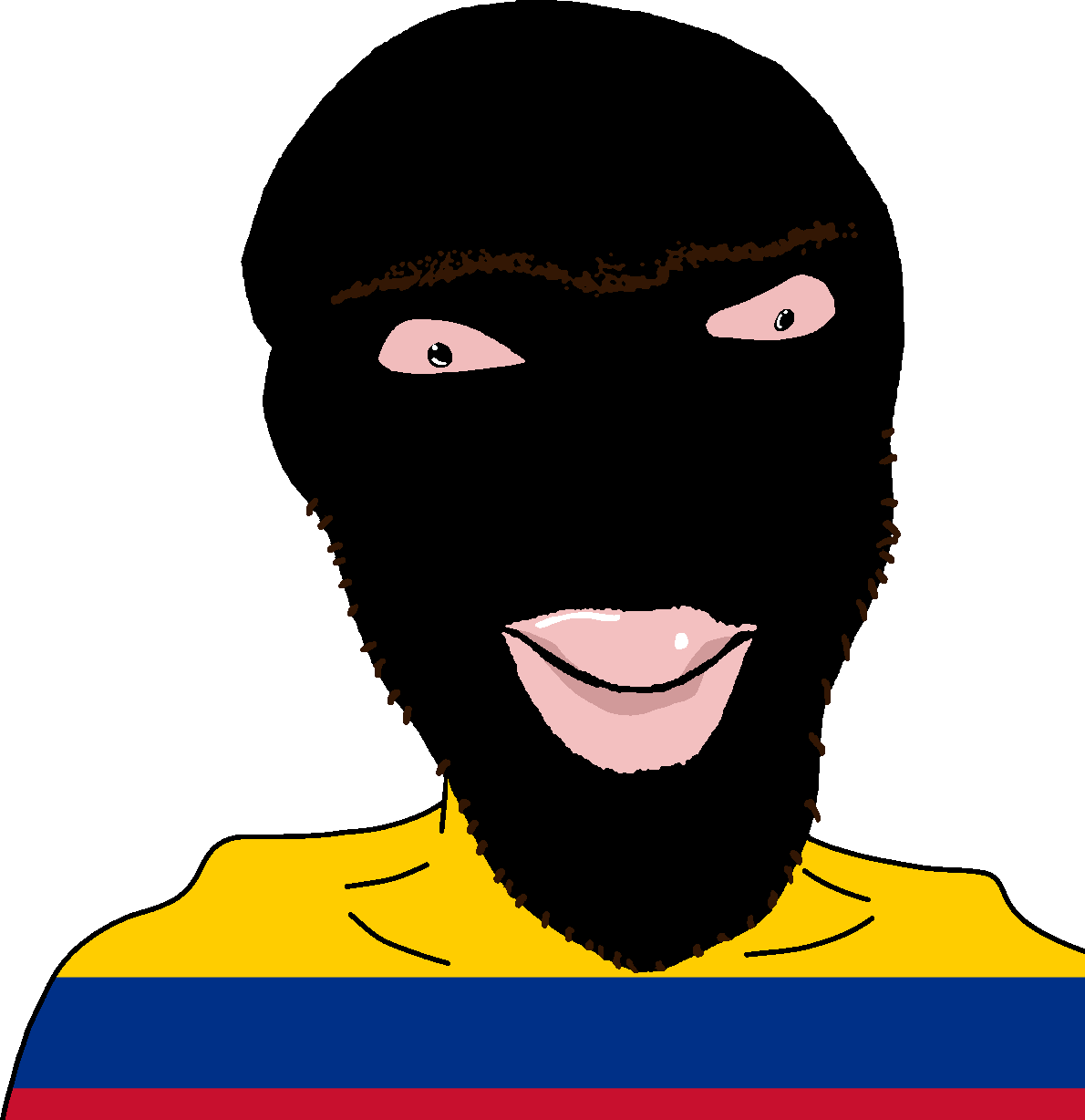 haitiandealer, feraljak, fernbert, 1soyjak, black eyes, brown hair, closed mouth, hair, looking at you, mutt