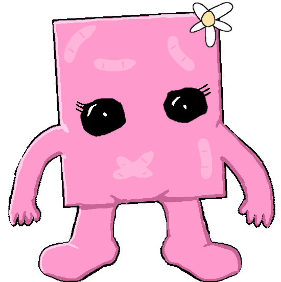 bandage girl, feraljak, condiment, cube, 1soyjak, arm, bandage, bandages, black eyes, closed mouth