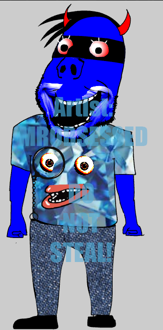 mrobsessed, gapejak, scholar, 1soyjak, black eyes, black hair, bloodshot eyes, blue skin, clothes, full body