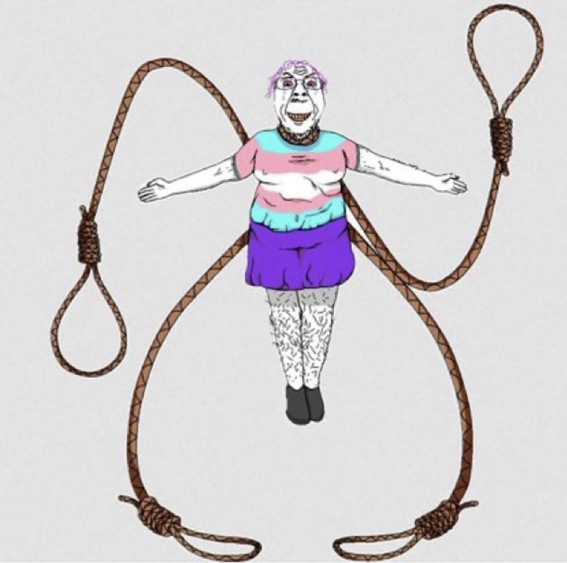 bernd, hanging troonjak, troonjak, ack, evil, evil smile, hanging, hanging troon, looking at you, purple hair