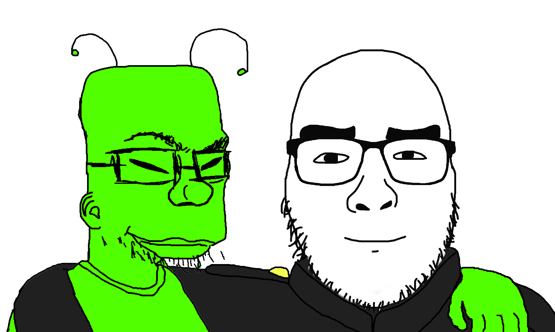bart simpson, bartsimpsonjak, uncjak, alien, alien friend, asian, closed mouth, friend, glasses, green skin