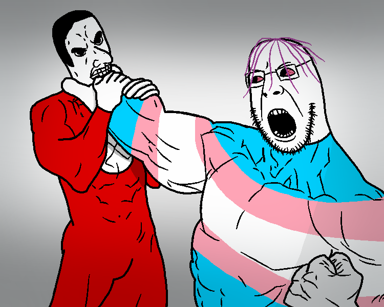 chudjak, cobson, chudjak seething, pointson, 2soyjaks, angry, buff, chud, closed mouth, fight