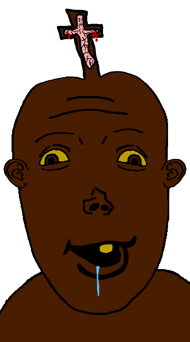 vlodson, vlodtard, brainlet, brown skin, christian, christian cross, christianity, cross, crucified, crucifixion