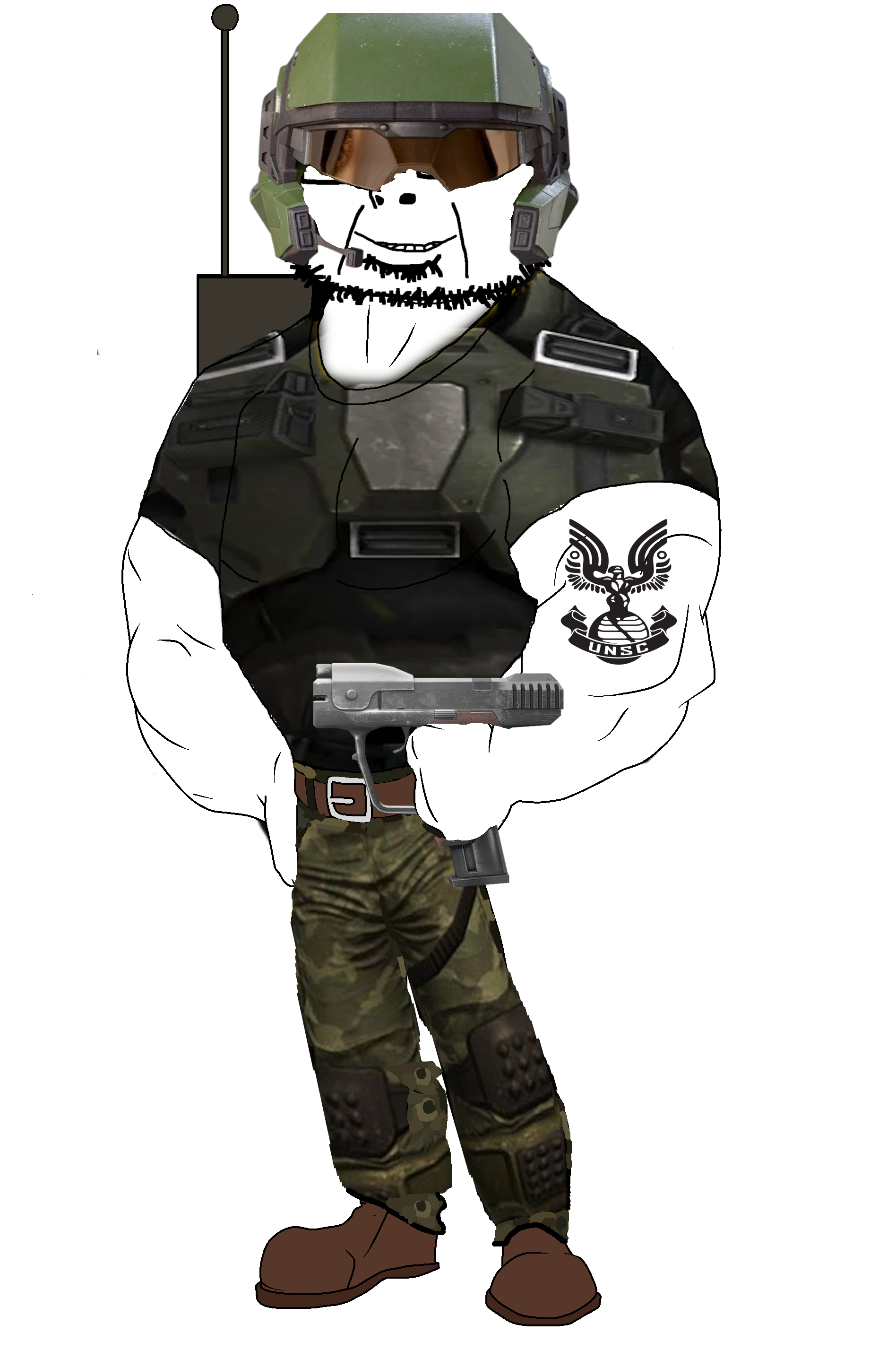 mexiaryan gerontophile, cobson, olgolstein, 1soyjak, advanced combat helmet, antenna, backpack, belt, belt buckle, buff