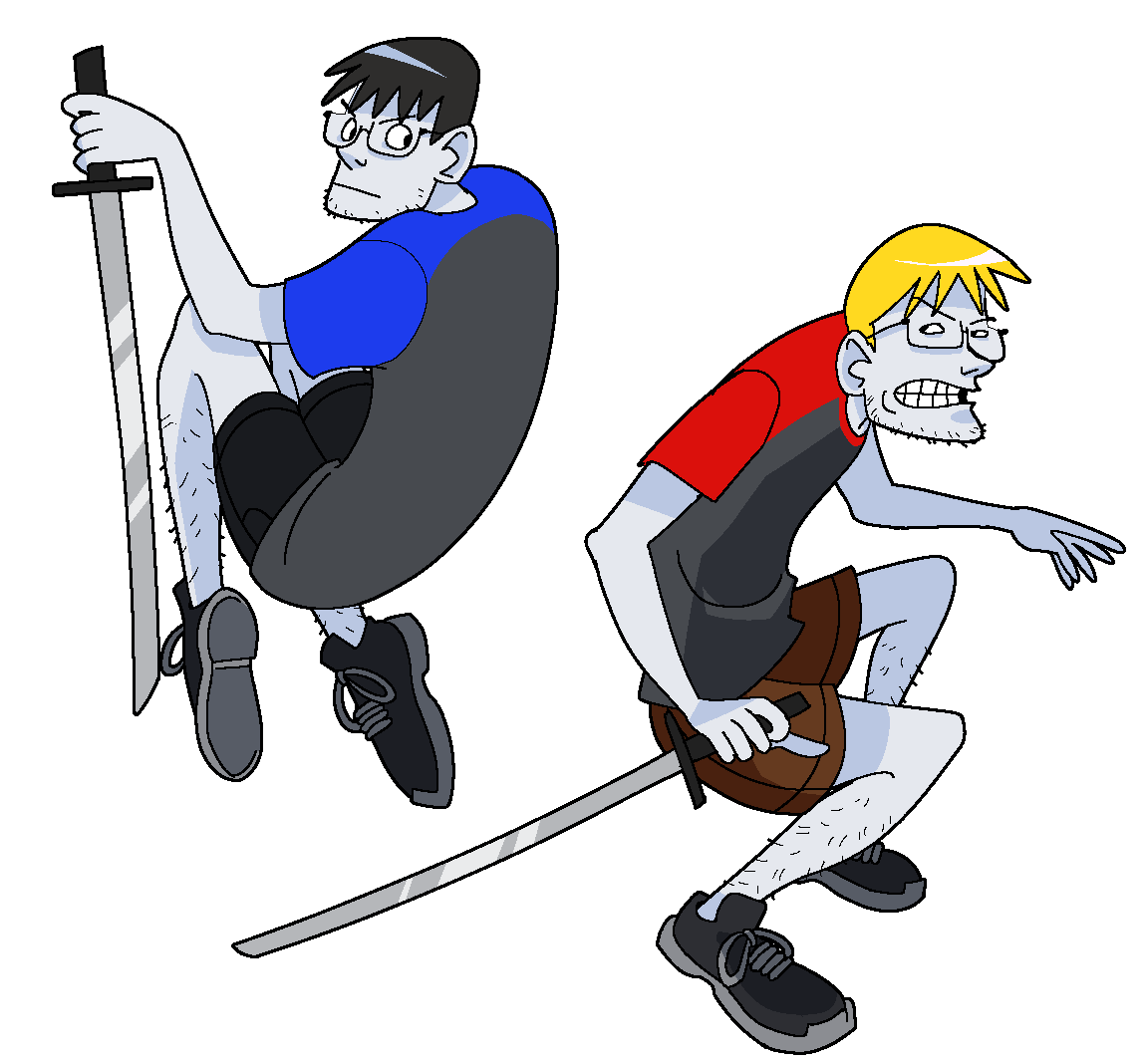 jake, nate higgers, natejak, angry, battle, black eyes, black hair, blonde hair, body hair, bowl cut