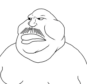 meximutt, 1soyjak, bald, black eyes, closed mouth, fat, front view, looking to the left, mustache, no glasses