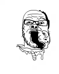 a24 slowburn soyjak, gapejak, 2soyjaks, body horror, glasses, merge, open mouth, soyjak, stubble