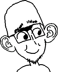 chuddie, 1soyjak, bald, black eyes, closed mouth, front view, gay, glasses, looking to the right, open eyes