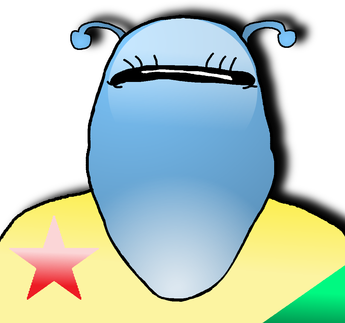 bernd, 1soyjak, alien, antenna, bald, black eyes, blue skin, blush, closed mouth, fat