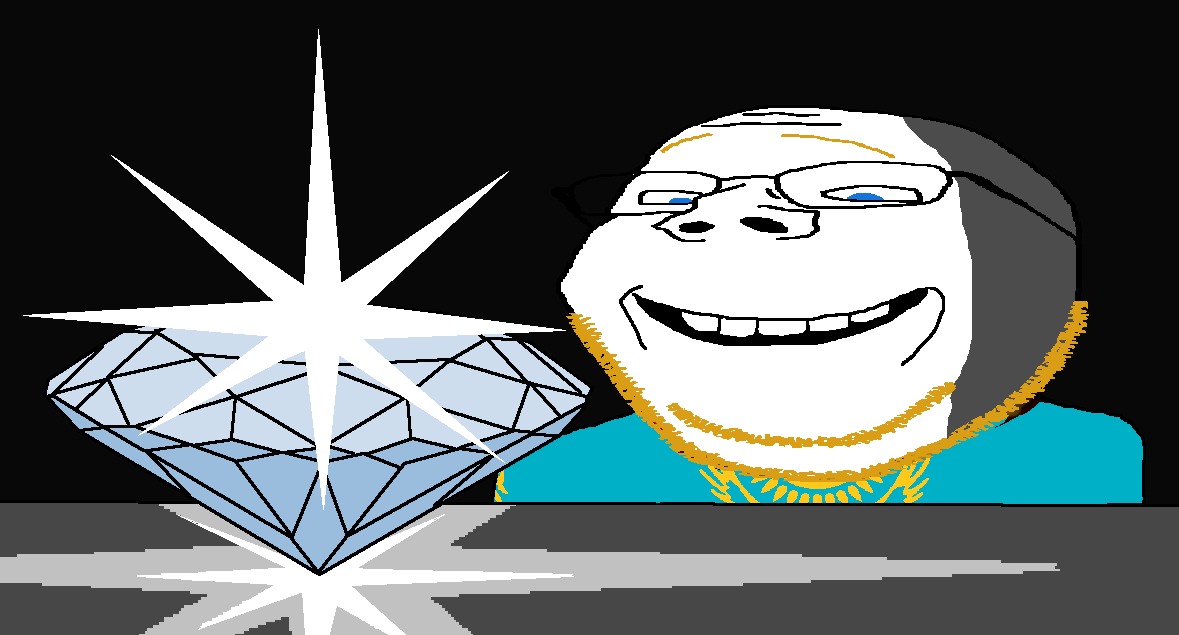 gapejak, grinning gapejak, wholesome soyjak, aryan, countryaryan gem!, 1soyjak, a10 eyes, aliased, bald, black background