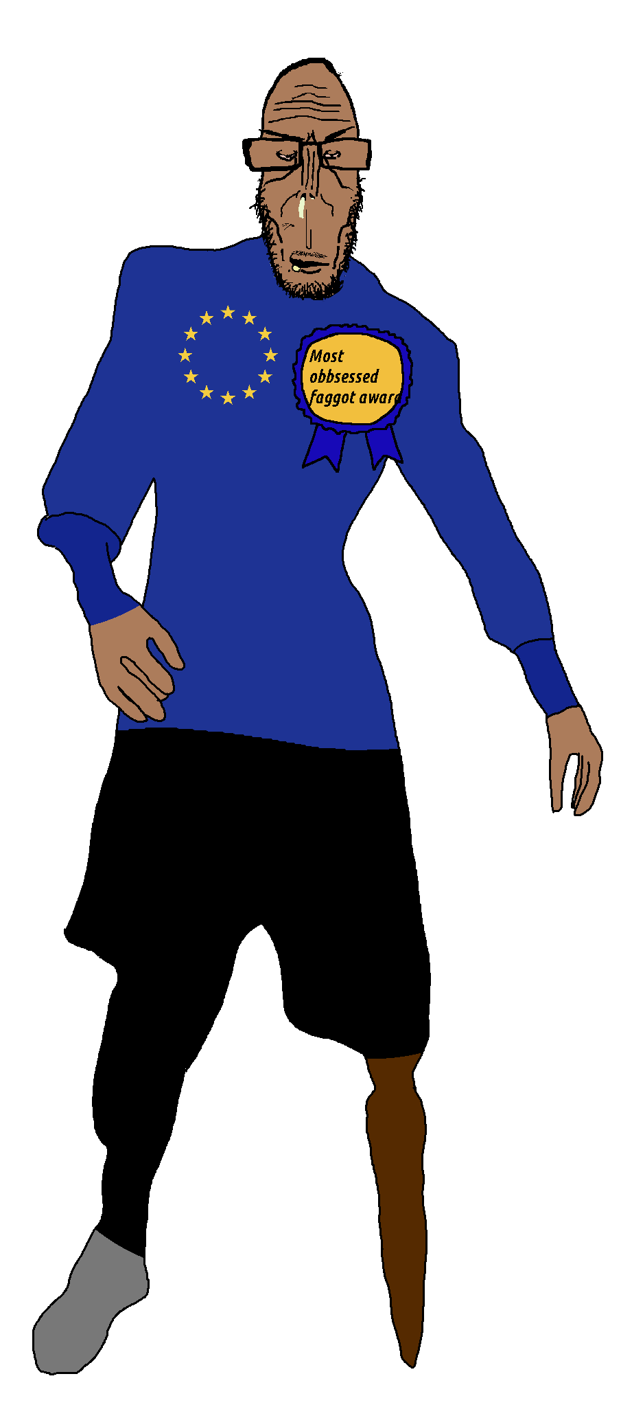 clark (the backrooms), markiplier soyjak, euromutt, euromutt, 1soyjak, angry, award, black eyes, black hair, brown skin