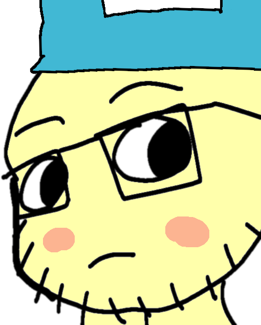 mameson, unknown, 1soyjak, blue hat, blush, clothes, glasses, hat, looking to the right, mametchi
