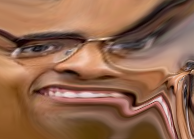 intelligient young man, black eyes, black hair, brown skin, devious, dreamworks face, fat, front view, frown, glasses