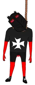bernd, ack, bloodshot eyes, crying, hanging, knights hospitaller, red skin, suicide, finocide