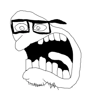 kobson, angry, bald, looking to the left, open eyes, open mouth, scared, stubble, white background