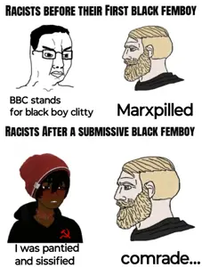 twinkjak, wojak, yes chad, chudjak, it's based and christpilled, angry, black skin, black twinkjak, blackboi, blonde hair