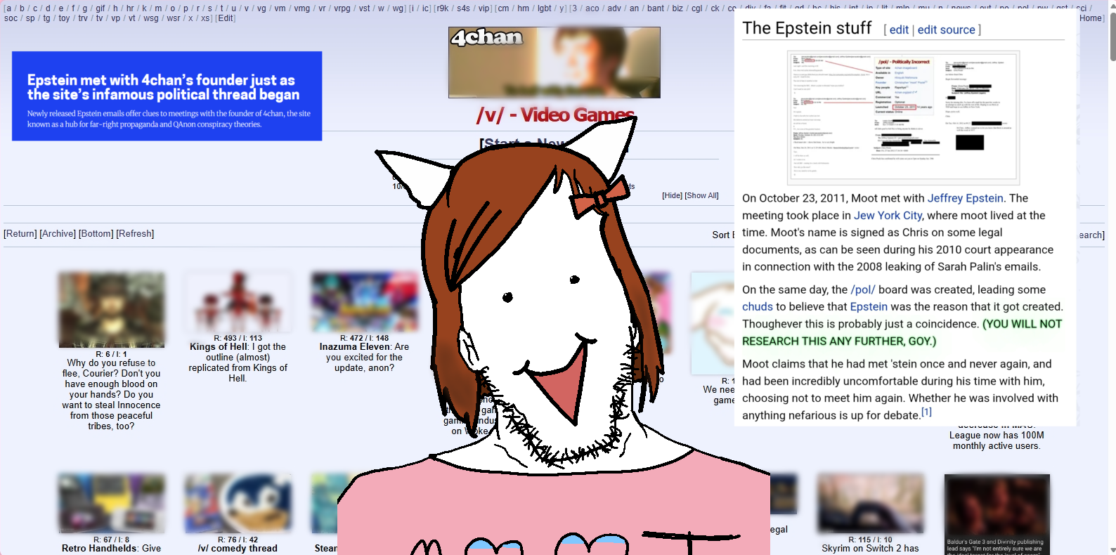 jeffrey epstein, moot-tan, epsteinjak, 1soyjak, 4chan, 4cuck, black eyes, brown hair, front view, hair