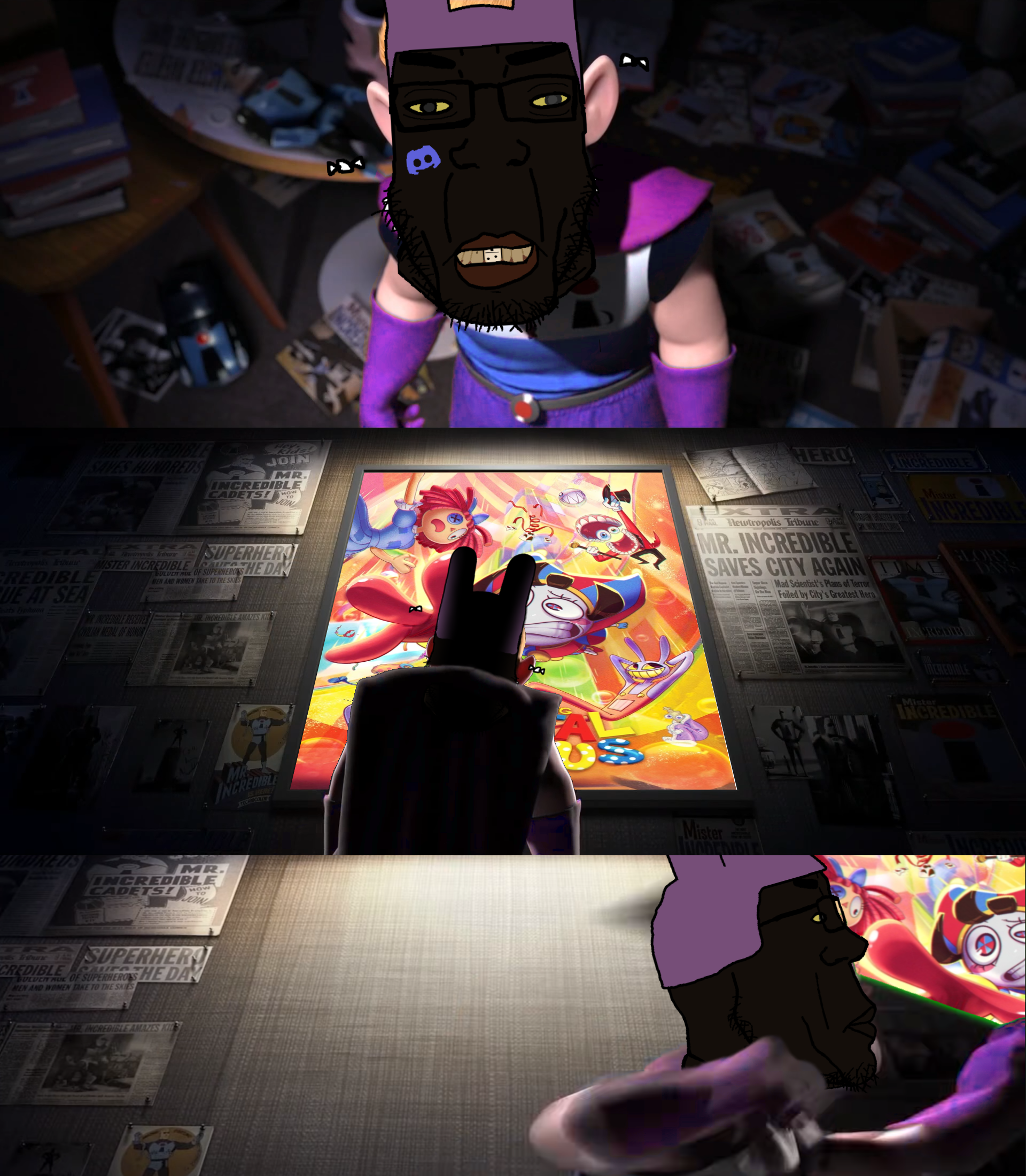 jax (the amazing digital circus), jax pedo, syndrome, chudjak, markiplier soyjak, chudplier, sidechudplier, animal, black skin, brown skin
